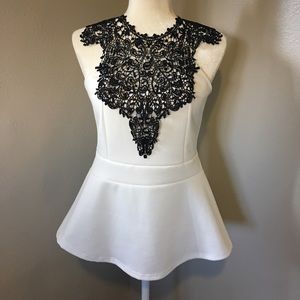 Black & white peplum top